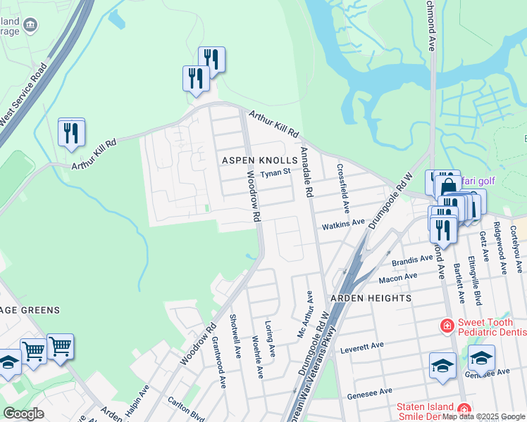 map of restaurants, bars, coffee shops, grocery stores, and more near 108 Gold Avenue in Staten Island