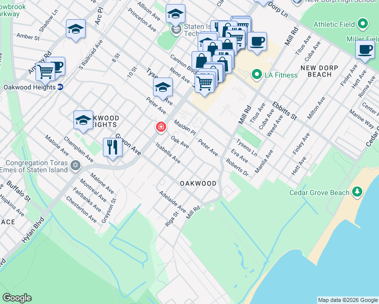 map of restaurants, bars, coffee shops, grocery stores, and more near 351 Isabella Avenue in Staten Island