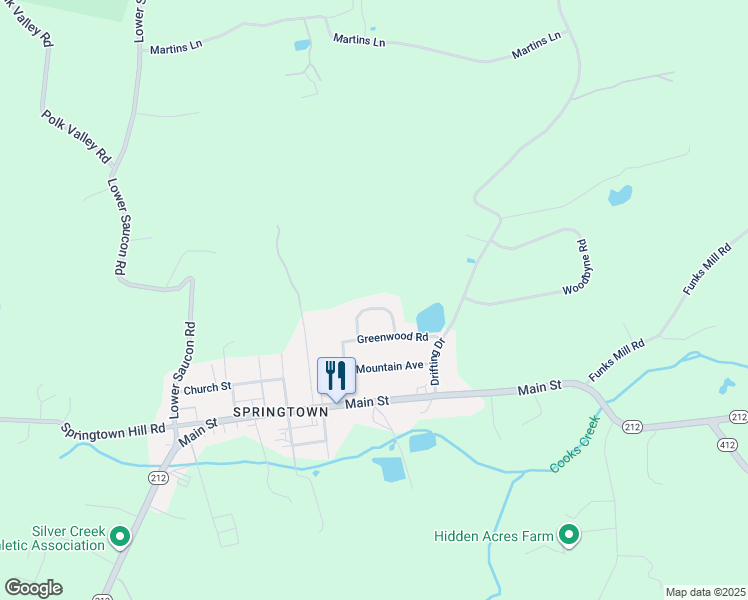 map of restaurants, bars, coffee shops, grocery stores, and more near 3110 Lakeview Drive in Hellertown