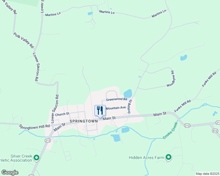 map of restaurants, bars, coffee shops, grocery stores, and more near 3110 Lakeview Drive in Hellertown