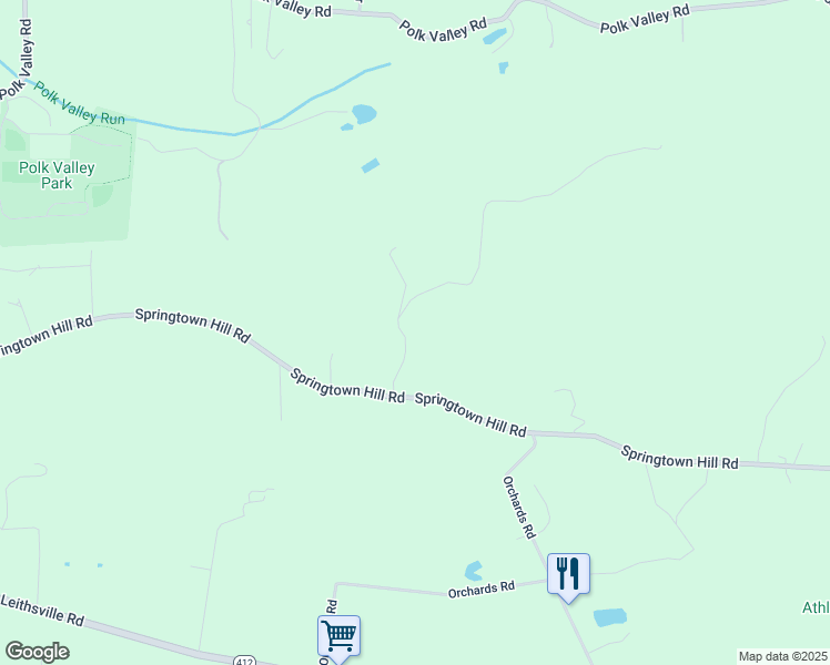 map of restaurants, bars, coffee shops, grocery stores, and more near 410 Springtown Road in Hellertown