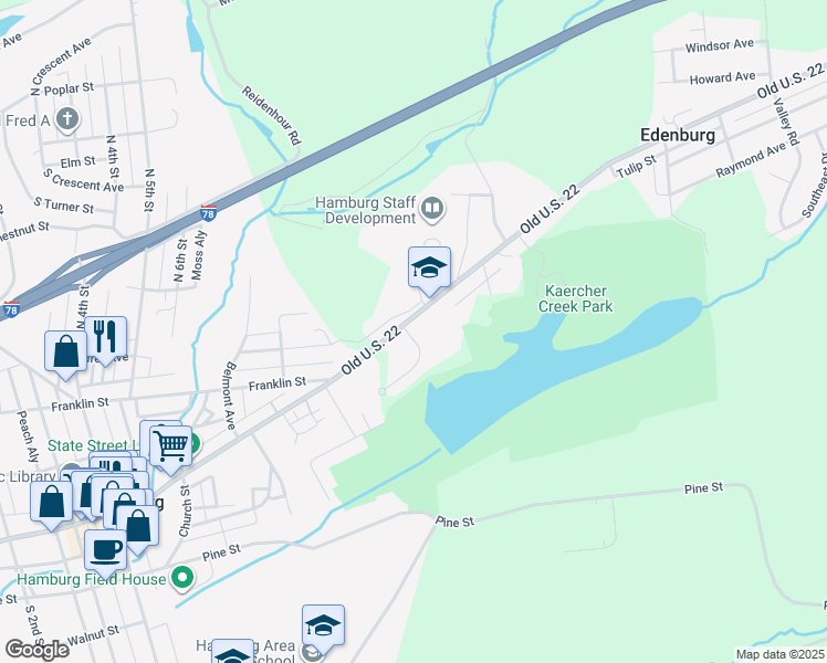 map of restaurants, bars, coffee shops, grocery stores, and more near 9 Helene Court in Hamburg
