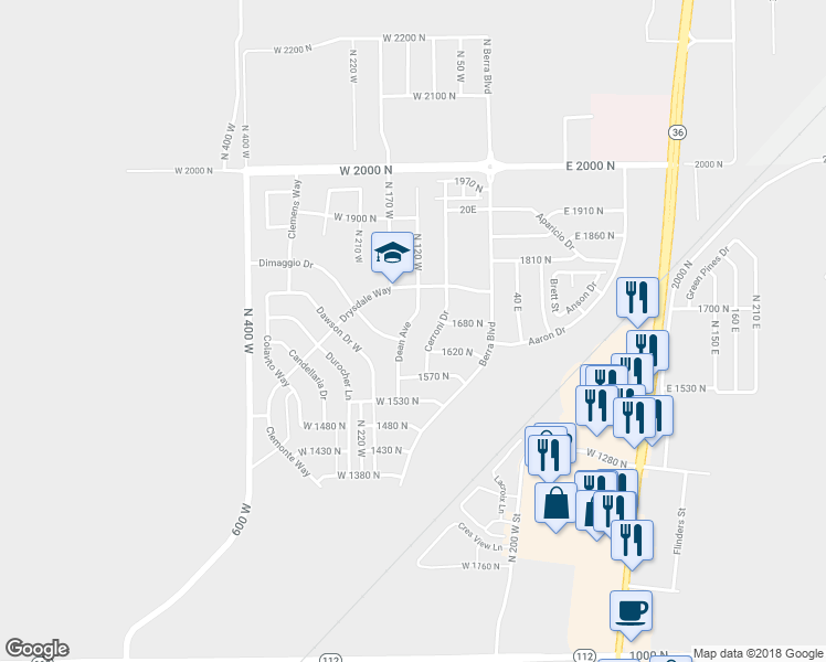 map of restaurants, bars, coffee shops, grocery stores, and more near 1674 Dean Avenue in Tooele