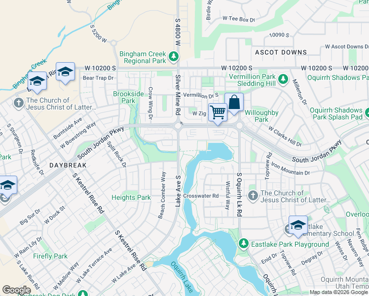 map of restaurants, bars, coffee shops, grocery stores, and more near 4819 West Fish Hook Road in South Jordan