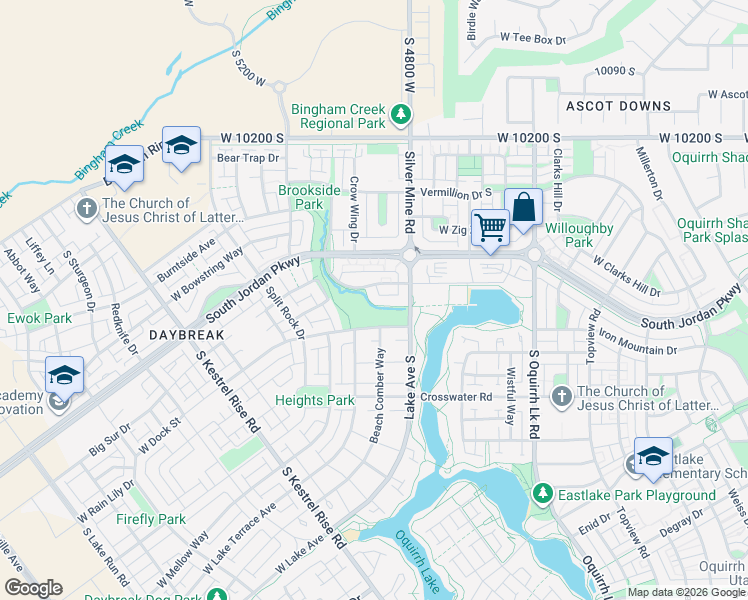map of restaurants, bars, coffee shops, grocery stores, and more near 4853 West Dock Street in South Jordan