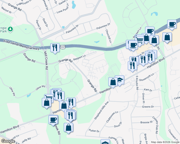 map of restaurants, bars, coffee shops, grocery stores, and more near 32 Luzerne Lane in Allentown