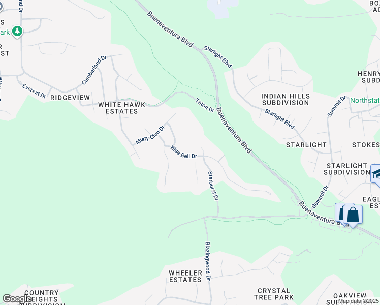 map of restaurants, bars, coffee shops, grocery stores, and more near 3022 Blue Bell Drive in Redding