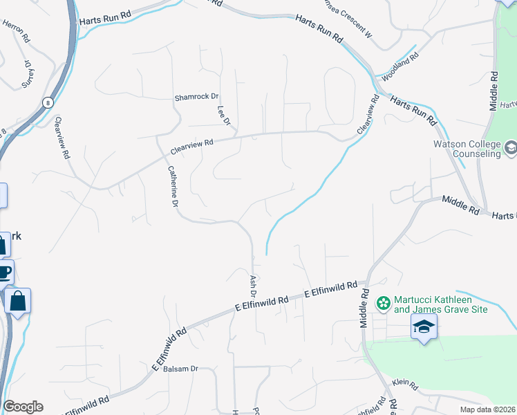 map of restaurants, bars, coffee shops, grocery stores, and more near 2925 Skyline Drive in Hampton Township