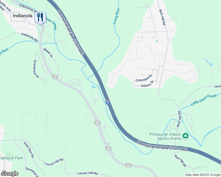 map of restaurants, bars, coffee shops, grocery stores, and more near 1143 Shawnee Ridge Drive in Cheswick