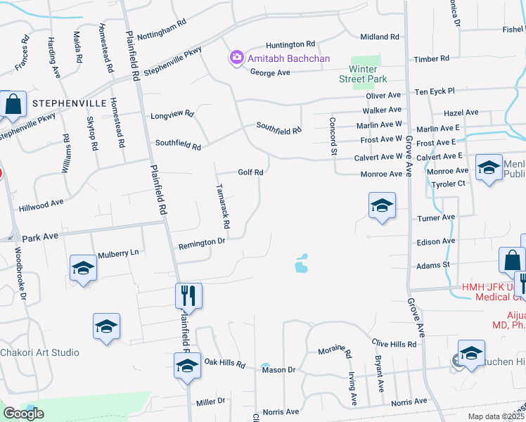 map of restaurants, bars, coffee shops, grocery stores, and more near 29 Remington Drive in Edison