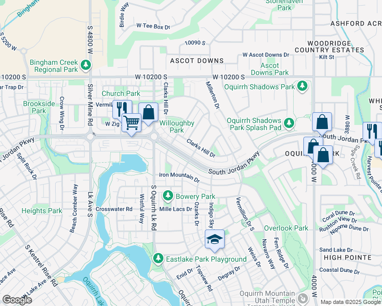 map of restaurants, bars, coffee shops, grocery stores, and more near 4438 West South Jordan Parkway in South Jordan