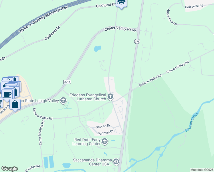 map of restaurants, bars, coffee shops, grocery stores, and more near 4468 Old Bethlehem Pike in Lehigh County