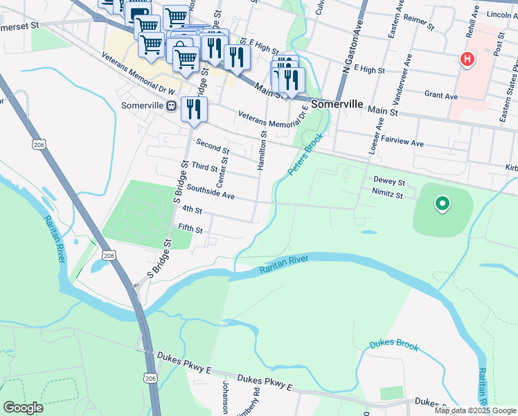 map of restaurants, bars, coffee shops, grocery stores, and more near 153 Hamilton Street in Somerville