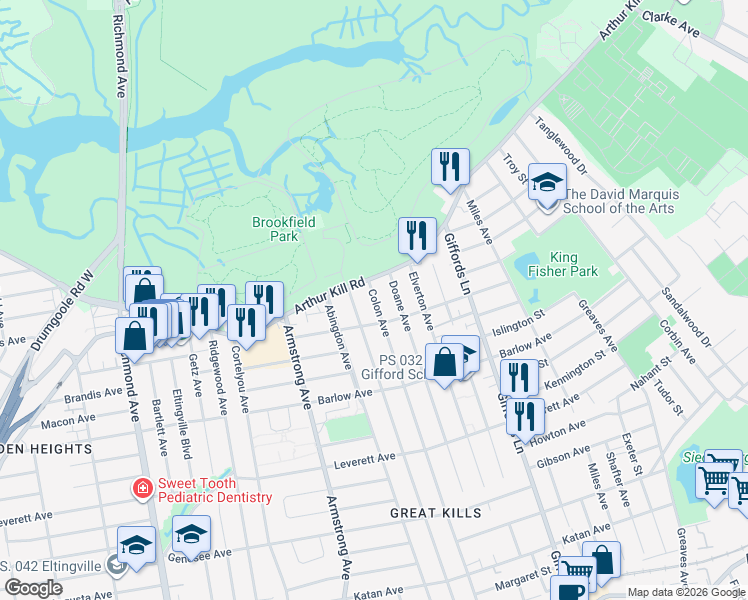 map of restaurants, bars, coffee shops, grocery stores, and more near 481 Colon Avenue in Staten Island