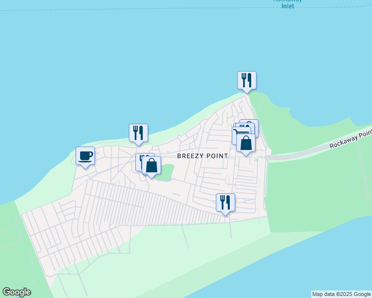map of restaurants, bars, coffee shops, grocery stores, and more near 208-8 Rock Point Boulevard in Queens