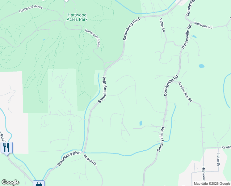 map of restaurants, bars, coffee shops, grocery stores, and more near 3105 Westchester Drive in Pittsburgh