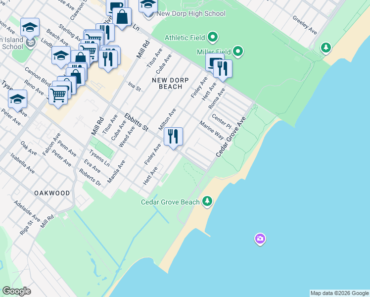map of restaurants, bars, coffee shops, grocery stores, and more near 178 Roma Avenue in Staten Island