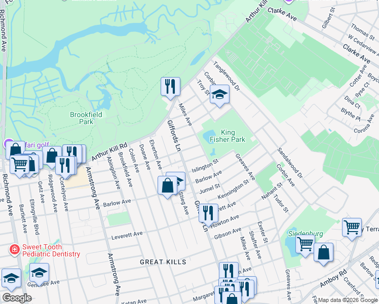 map of restaurants, bars, coffee shops, grocery stores, and more near 146 Gurley Avenue in Staten Island