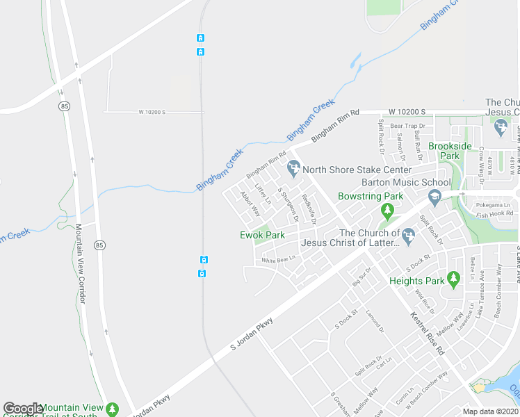 map of restaurants, bars, coffee shops, grocery stores, and more near 10451 South Abbott Way in South Jordan