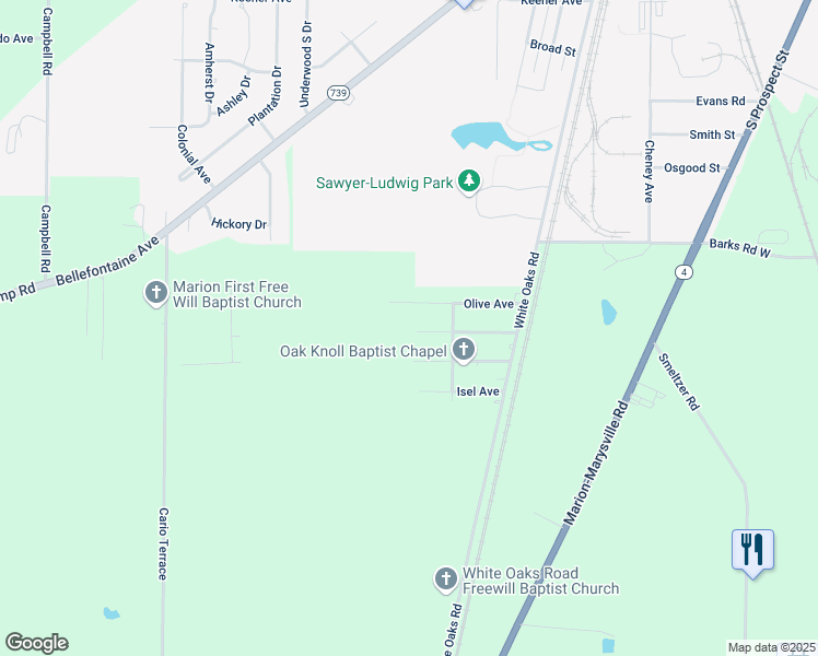 map of restaurants, bars, coffee shops, grocery stores, and more near 1056 Drexel Avenue in Marion