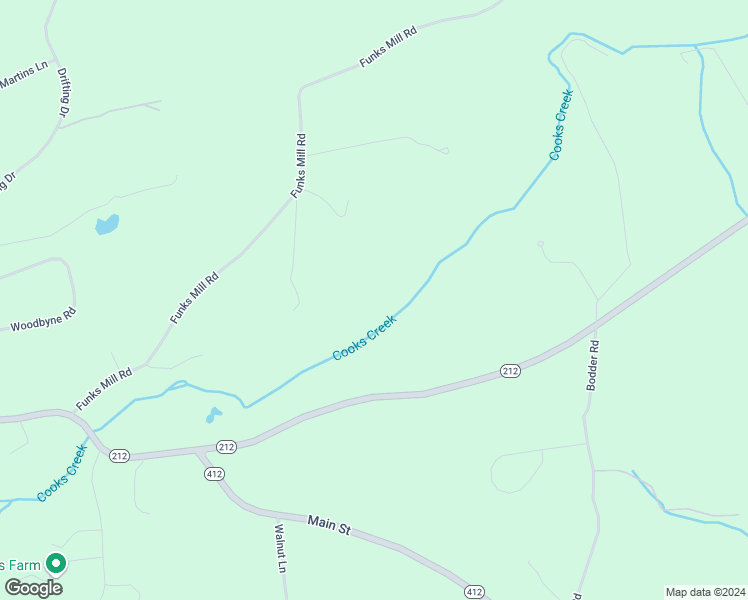 map of restaurants, bars, coffee shops, grocery stores, and more near 2925 Adams Way in Riegelsville