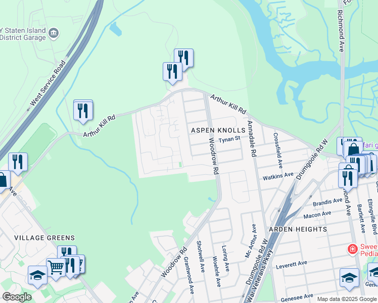 map of restaurants, bars, coffee shops, grocery stores, and more near 192 Kenilworth Avenue in Staten Island