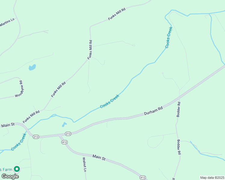 map of restaurants, bars, coffee shops, grocery stores, and more near 2925 Adams Way in Riegelsville