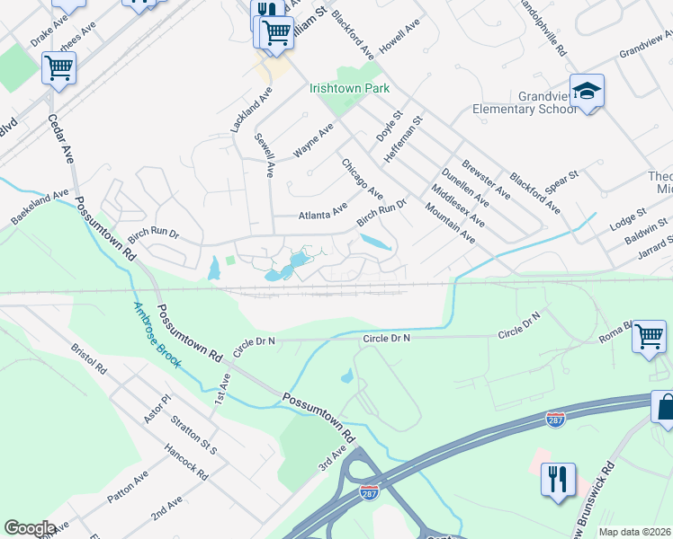 map of restaurants, bars, coffee shops, grocery stores, and more near 237 Bexley Lane in Piscataway
