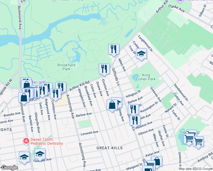map of restaurants, bars, coffee shops, grocery stores, and more near 465 Elverton Avenue in Staten Island