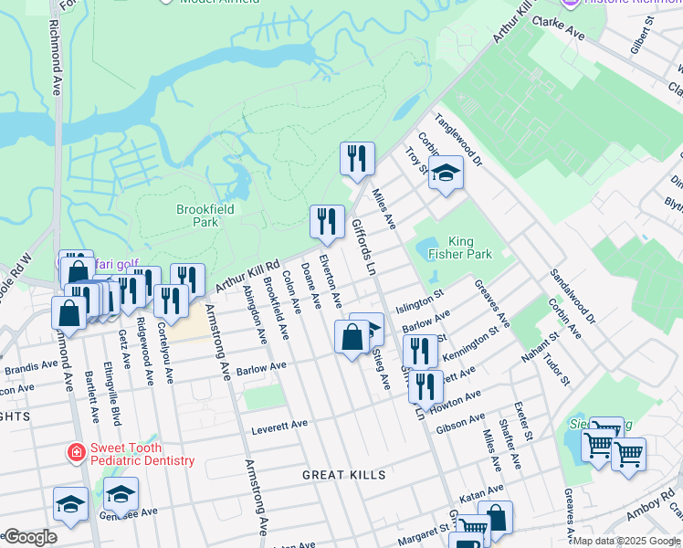 map of restaurants, bars, coffee shops, grocery stores, and more near 465 Elverton Avenue in Staten Island
