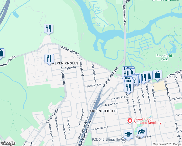map of restaurants, bars, coffee shops, grocery stores, and more near 71 Ladd Avenue in Staten Island