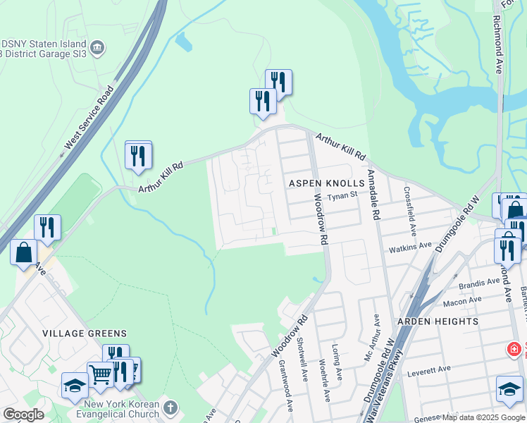 map of restaurants, bars, coffee shops, grocery stores, and more near 256 Jamie Lane in Staten Island