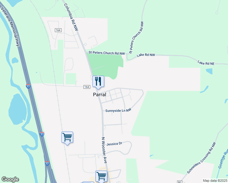 map of restaurants, bars, coffee shops, grocery stores, and more near 1970 Carolina Street Northwest in Dover