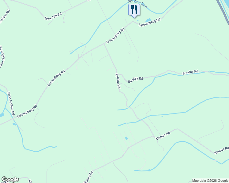 map of restaurants, bars, coffee shops, grocery stores, and more near 268 Fireline Road in Kintnersville