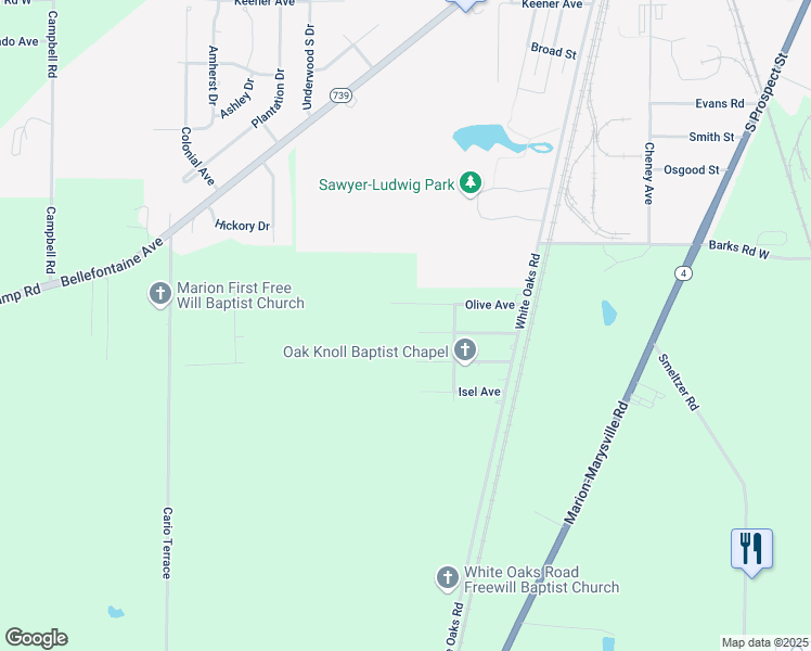 map of restaurants, bars, coffee shops, grocery stores, and more near 1056 Drexel Avenue in Marion