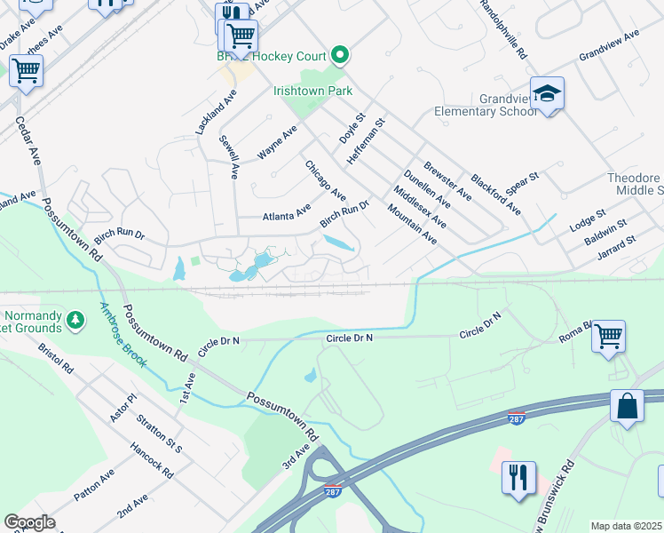 map of restaurants, bars, coffee shops, grocery stores, and more near 197 Bexley Lane in Piscataway