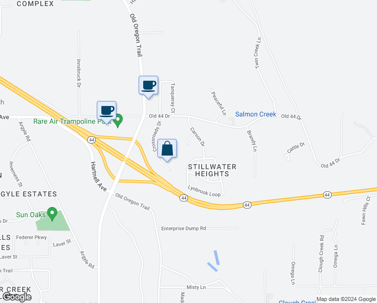 map of restaurants, bars, coffee shops, grocery stores, and more near 4200 Stonewalk Court in Redding