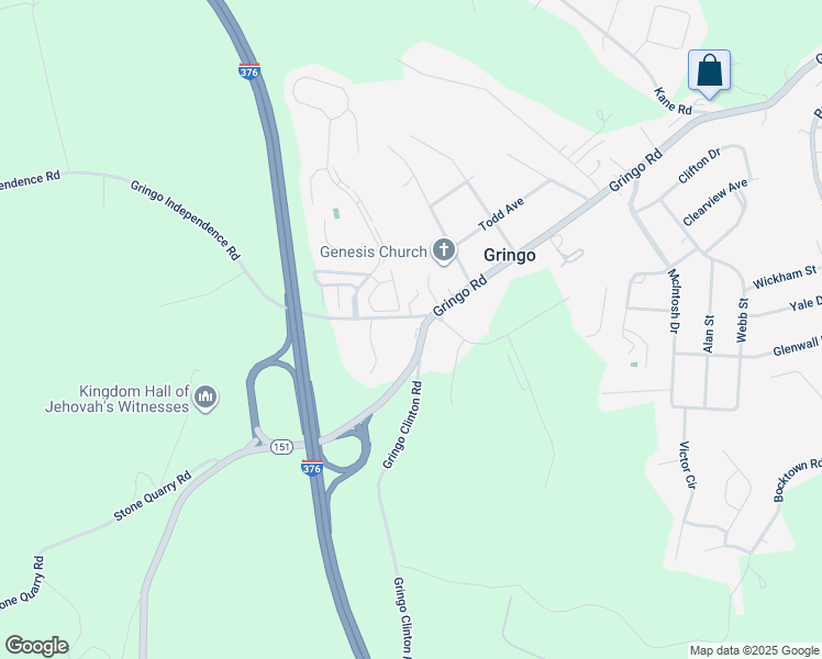 map of restaurants, bars, coffee shops, grocery stores, and more near 366 Gringo Independence Rd in Aliquippa
