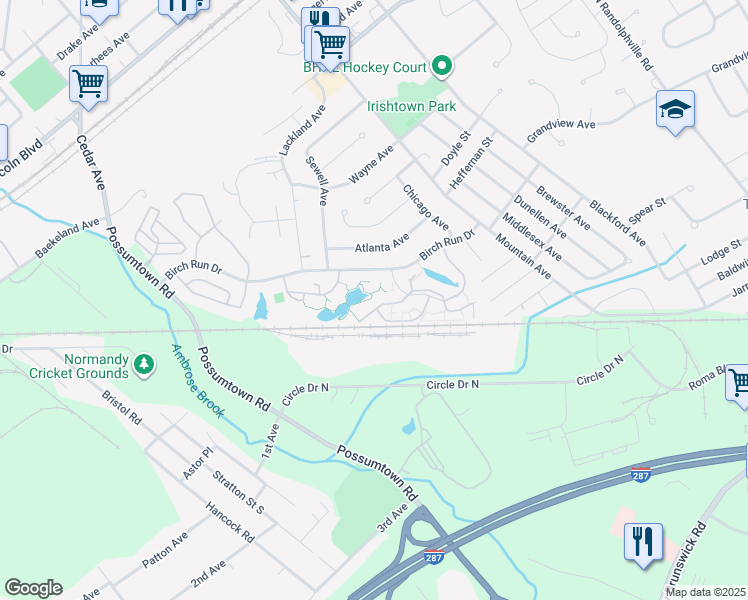 map of restaurants, bars, coffee shops, grocery stores, and more near 237 Bexley Lane in Piscataway