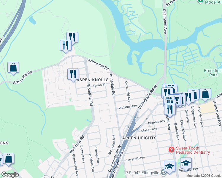 map of restaurants, bars, coffee shops, grocery stores, and more near 23 Kenmore Street in Staten Island