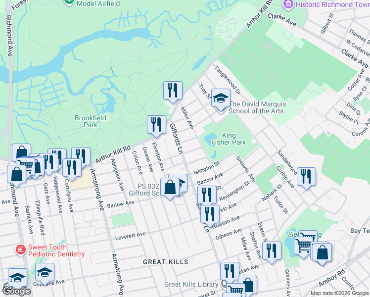 map of restaurants, bars, coffee shops, grocery stores, and more near 146 Gurley Avenue in Staten Island