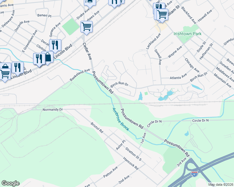 map of restaurants, bars, coffee shops, grocery stores, and more near 292 Pinelli Drive in Piscataway