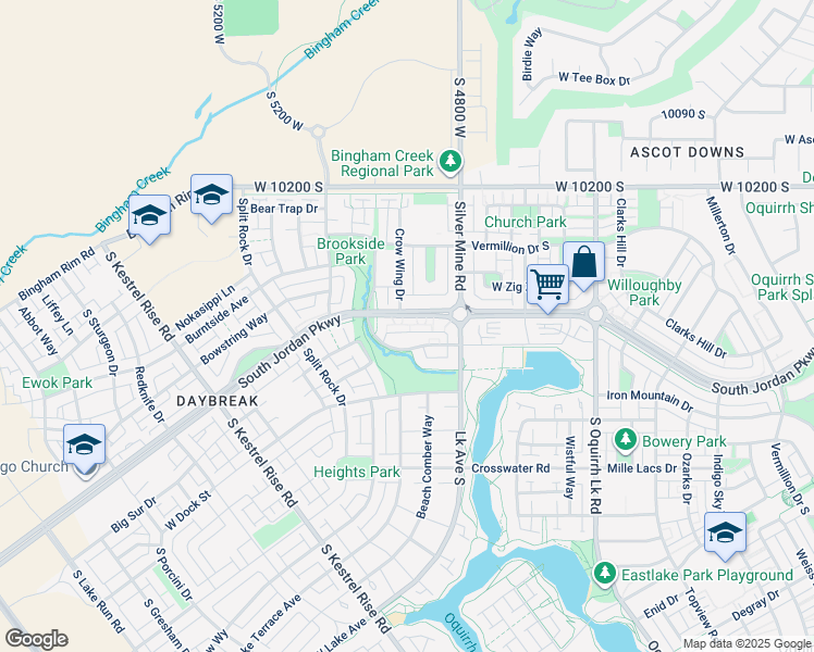 map of restaurants, bars, coffee shops, grocery stores, and more near 4881 South Jordan Parkway West in South Jordan