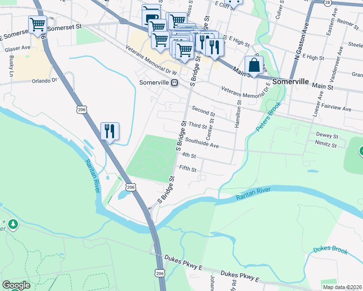 map of restaurants, bars, coffee shops, grocery stores, and more near 15 4th Street in Somerville