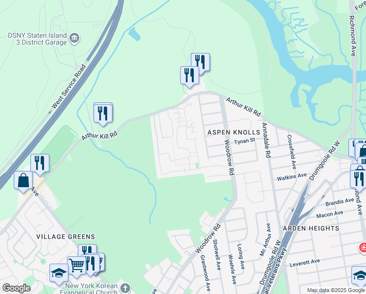 map of restaurants, bars, coffee shops, grocery stores, and more near 216 Jamie Lane in Staten Island