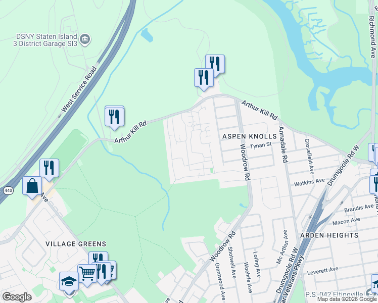 map of restaurants, bars, coffee shops, grocery stores, and more near 191 Emily Lane in Staten Island