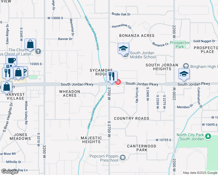 map of restaurants, bars, coffee shops, grocery stores, and more near 9415 South 2700 West in South Jordan