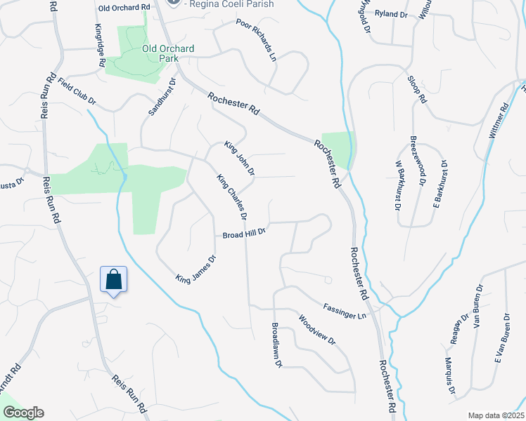 map of restaurants, bars, coffee shops, grocery stores, and more near 1534 King Charles Drive in Pittsburgh