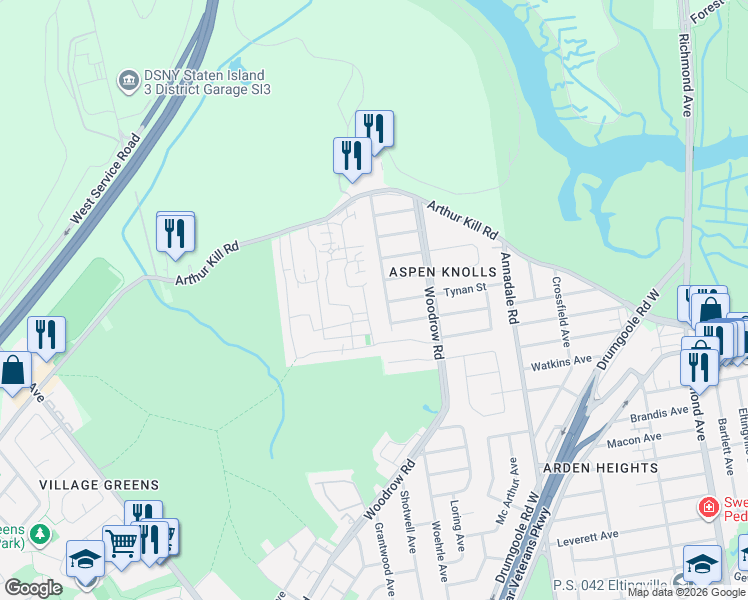 map of restaurants, bars, coffee shops, grocery stores, and more near 192 Kenilworth Avenue in Staten Island