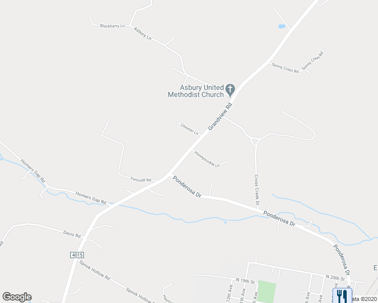 map of restaurants, bars, coffee shops, grocery stores, and more near Grandview Road in Altoona